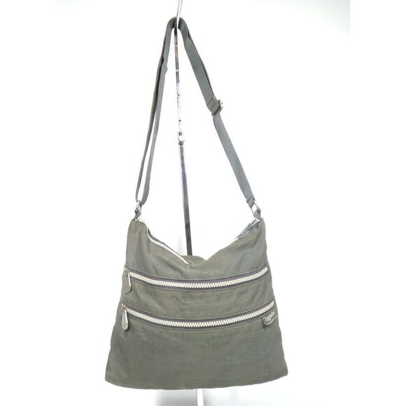 Baggallini Handbags - Baggallini Three Zip Crossbody Shoulder Bag Grey Organizer Small